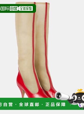 1h可退 香港直邮潮奢 The Row 女士 网纱皮质及膝靴子 red红色 舒