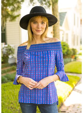 cabana life【美国奥莱】直发 Bar Harbor 露肩上衣 - 蓝色