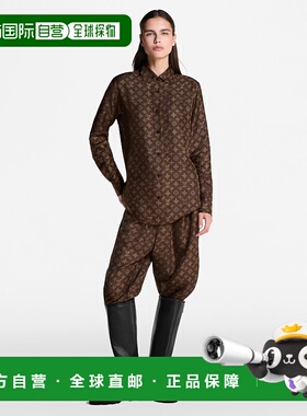 自营1h可退 欧洲直邮LV路易威登 Mahina女士棕色真丝老花图案长袖