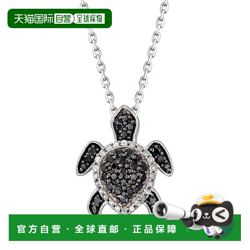 925 纯银 Ross-Simons 黑白钻石乌龟吊坠项链 - 16 英寸 【美国奥