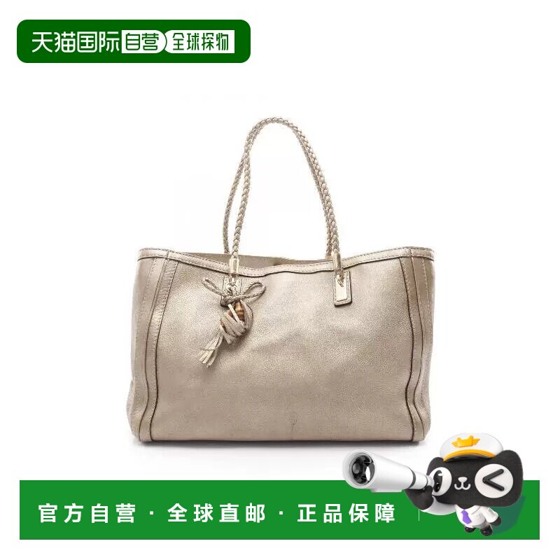 日本直邮中古Gucci古驰女包B级9新tote bag托特包漆皮托特包金色
