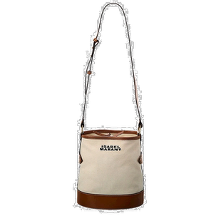 自营 Isabel Marant 帆布和皮革单肩包 - 米色 美国奥莱直发