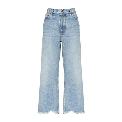 1h可退 CHLOÉ 女士牛仔裤 C25UDP3325344N SS2025 蓝色 腰带袢牛
