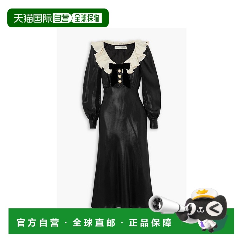 香港直邮ALESSANDRA RICH 亚历山德拉.瑞秋 女士 精饰缎面中长连