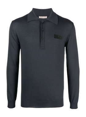 VALENTINO 男士T恤 3V3KP02B9GG113 AW2023 黑色 徽标Polo衫