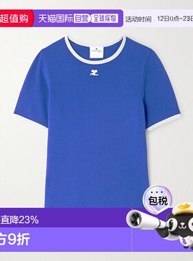 1h可退 香港直邮Courreges 女士 对比T恤 125JTS017JS0203短袖