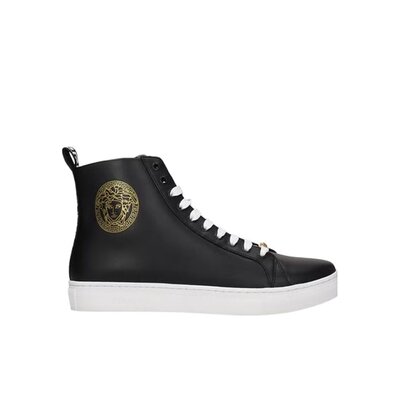 香港直邮Versace高帮圆头休闲运动鞋10027821A02200范思哲徽标