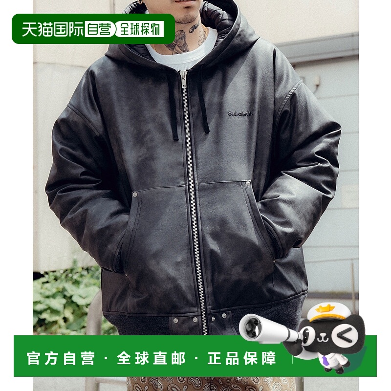 1h可退 日本直邮Subciety 男女同款 工装风连帽短款外套 仿皮/棉