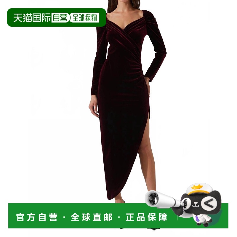 自营astr the labelSirica Velvet Off Shoulder Midi Dress In D