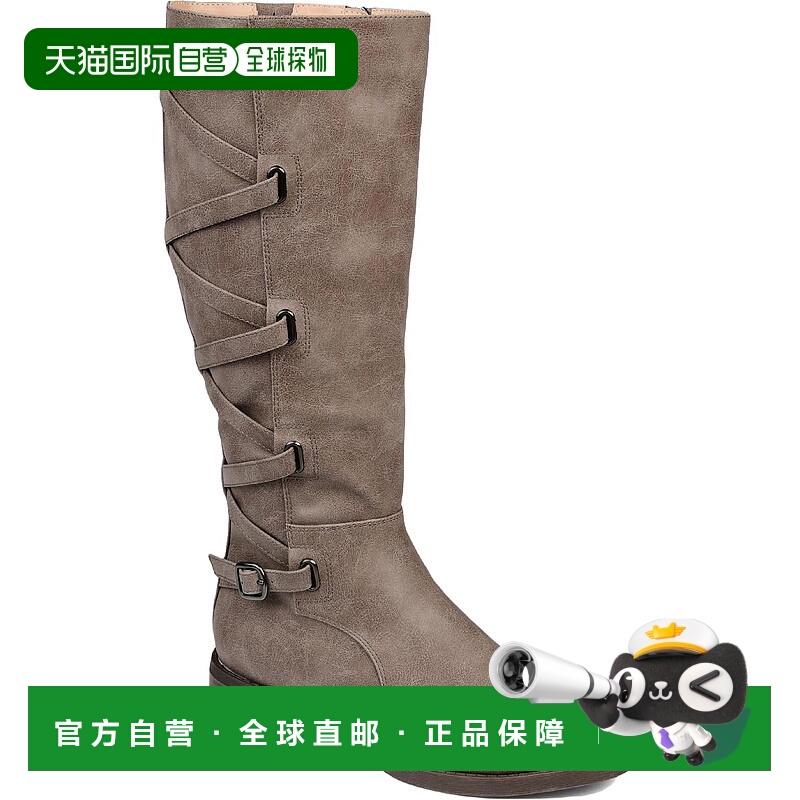 自营journee collectionCarly 女式宽小腿高及膝靴 - 灰褐色 美国