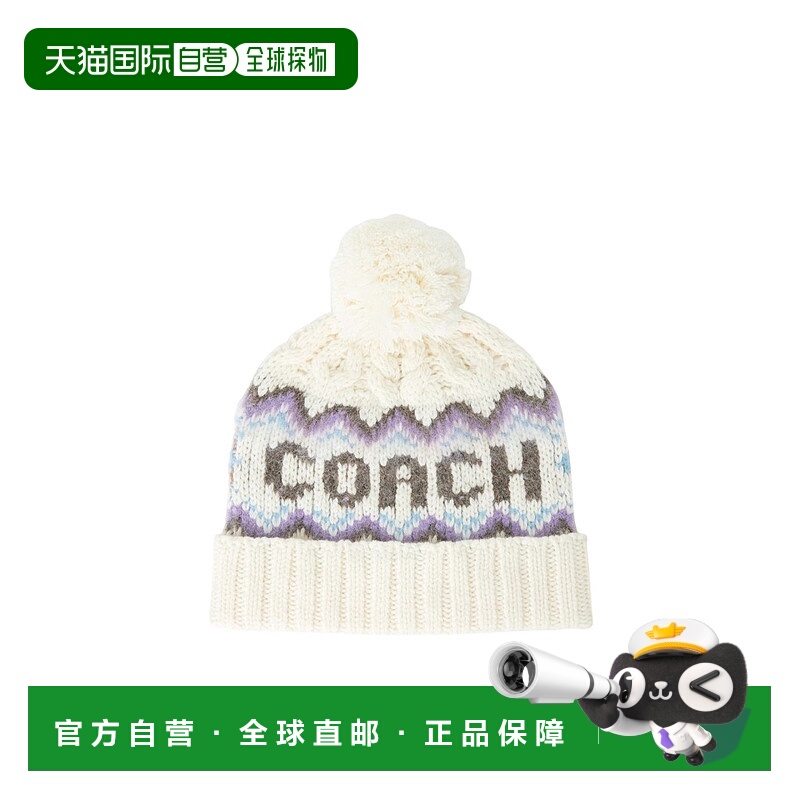 1h可退 香港直邮COACH 女士帽子 CCL51CAH AW2025 白色 logo针织