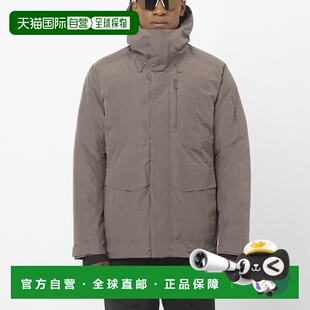 自营欧洲直邮SALOMON 灰色合成材料男士带帽羽绒服鹅绒