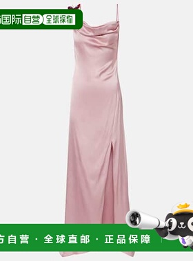 香港直邮潮奢 Blumarine 蓝色情人 女士 贴花缝饰缎面睡裙