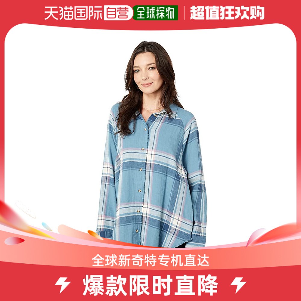 香港直邮潮奢 lucky brand 女士长袍式格子衬衫 女装/女士精品 衬衫 原图主图