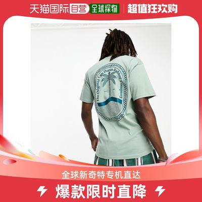 香港直邮潮奢 Vans 范斯 男士Vans island 背部印花绿色T恤