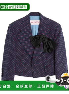 香港直邮VALENTINO 女士外套 BCE4J59DFI52 SS2025 蓝色 波点蝴蝶