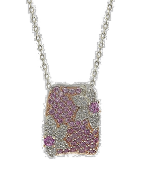 自营 Suzy Levian 纯银粉色蓝宝石和钻石花卉小巧项链 - 粉色 美