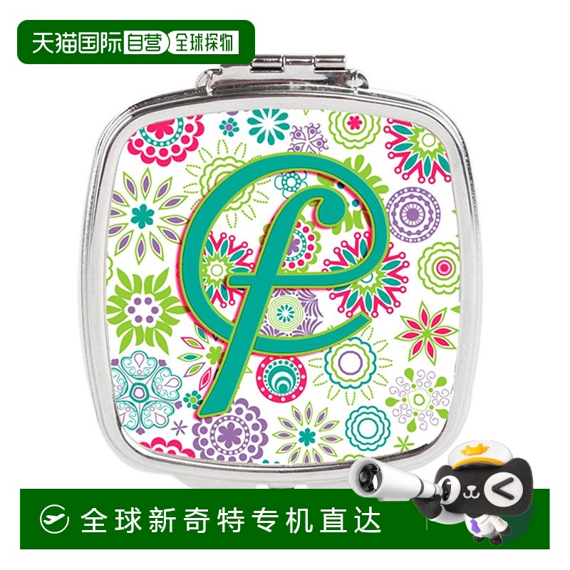自营Carolines Treasures CJ2011-FSCM 字母 F 花朵粉红色蓝绿色
