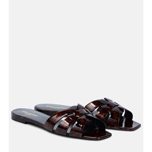 潮奢 Saint Laurent 圣罗兰 女士 Tribute 05 豹纹皮质平底鞋