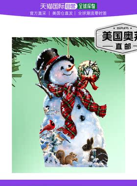 Designocracy 老式圣诞木制装饰品 2 滴假日 - 多色 【美国奥莱】