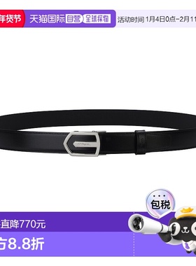 自营欧洲直邮S.T.Dupont法国都彭 AUTOLOCK男士黑色牛皮/钯腰带新