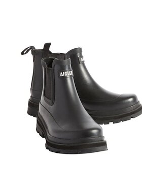 AIGLE/艾高24新款 男士黑色双材料天然橡胶涤纶低筒雨靴