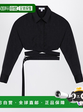 1h可退 香港直邮alaia 女士 深灰棉质交叉衬衫 AA9C09056T467CO83
