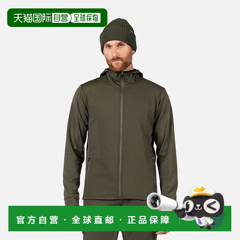 自营欧洲直邮ROSSIGNOL 男士带拉链连帽中层夹克运动经典抓绒休闲