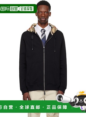 1h可退 香港直邮潮奢 Burberry 巴宝莉 男士 黑色 Check Hood Cot