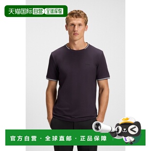自营欧洲直邮Hugo Boss 男士深紫色棉圆领短袖T恤