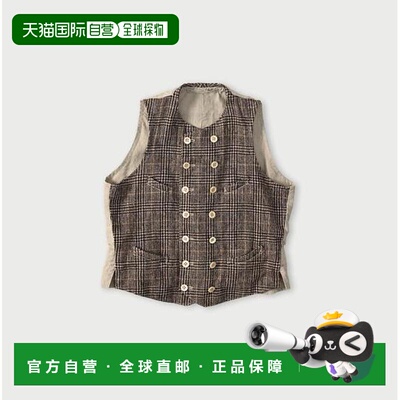 1h可退 日本直邮45R 棉麻花呢双排扣背心