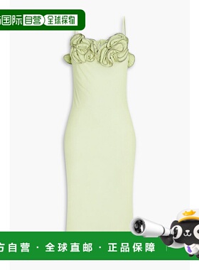 香港直邮Coperni 女士 精饰荷叶边雪纺连衣裙 COPR101065GREEN