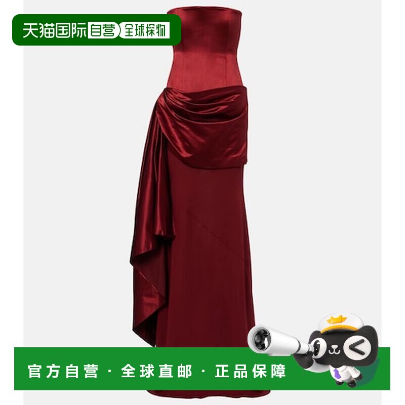1h可退 香港直邮ALEX PERRY 女士 垂褶真丝束腰睡裙 red红色 舒适
