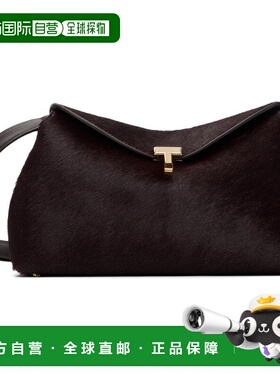 1h可退 香港直邮toteme 女士 棕色 T-Lock Pony Hair 手拿包 251W