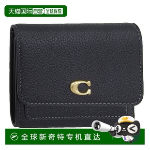 Outlet 女士钱包 ESS 日本直邮Coach LEATH 皮革 双折钱包 黑色