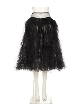 VALENTINO 女士半身裙 BRACA01ED0NO AW2024 黑色 薄纱半身裙