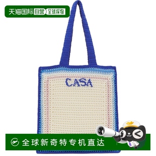香港直郵Casablanca 藍(lán)色 白色托特包 女士 APS25BAG12101編織