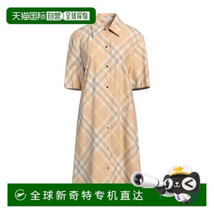 香港直邮潮奢 巴宝莉 1h可退 Burberry beige米 女士 中长连衣裙