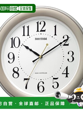 日本直邮【日本直邮】RHYTHM 电波挂钟 日本电波 8MY563SR18金色