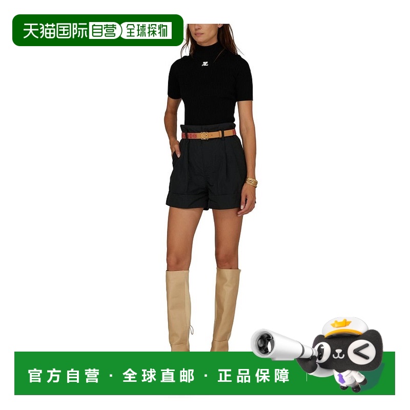 1h可退 香港直邮潮奢 Courreges 女士 短袖罗纹针织衫 XGFF5BLKWZ