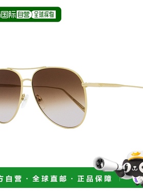 自营 Longchamp Women's Pilot Sunglasses LO139S 718 Gold 59mm