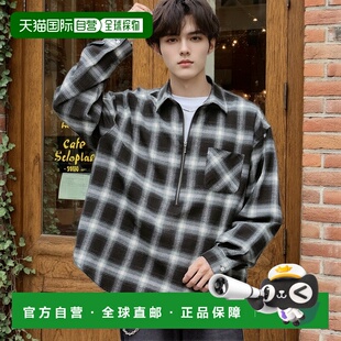 1h可退 日本直邮Rocky Monroe 男女同款 宽松半拉链格子衬衫 多款