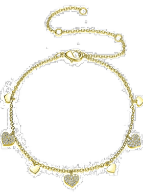 自营 genevive纯银 14k 镀金立方氧化锆心形吊饰手链 - 黄色 美国