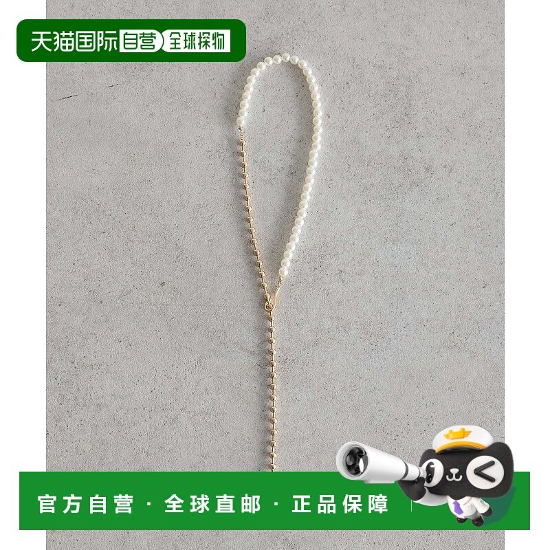 1h可退 日本直邮earth music&ecology 女士珍珠金属球链条吊坠耳