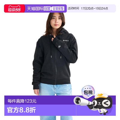 日本直邮ROXY HISTORICAL LOGO拉链连帽卫衣 25FWRZP254027BLK 黑