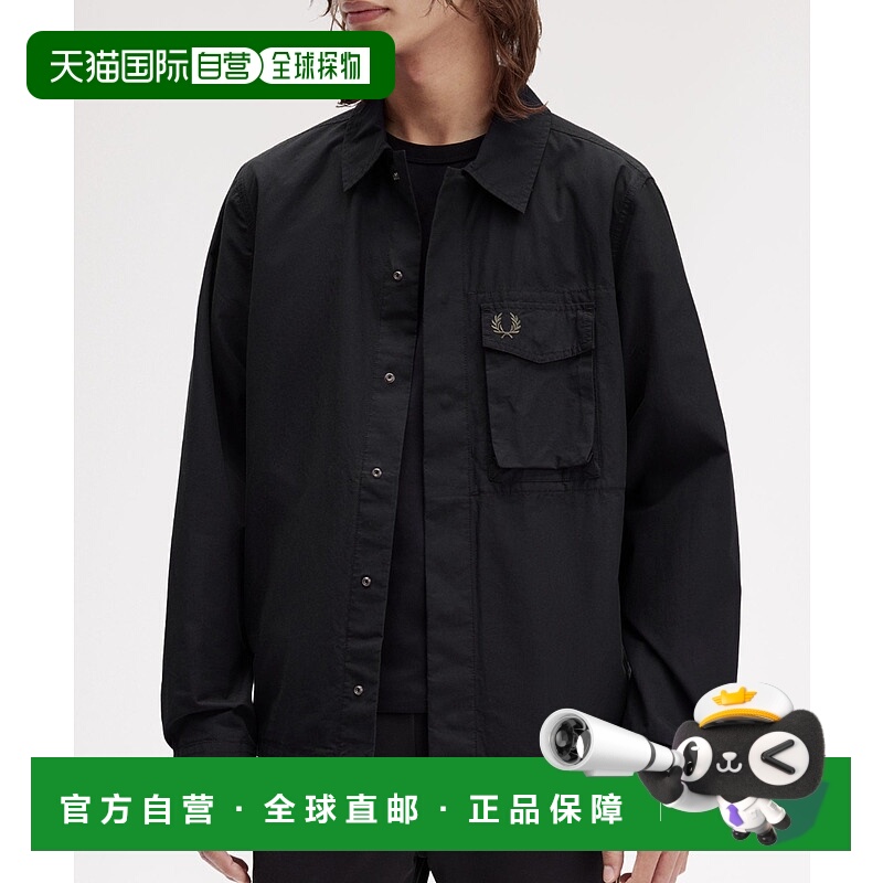 1h可退 日本直邮FRED PERRY 男女同款 全棉宽松长袖衬衫 腰袋设计