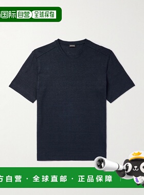 1h可退 香港直邮zegna 杰尼亚 男士 亚麻针织T恤 RUD376A7D783