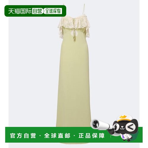 香港直邮Chloe 蔻依 女士 蕾丝边真丝双绉长款连衣裙