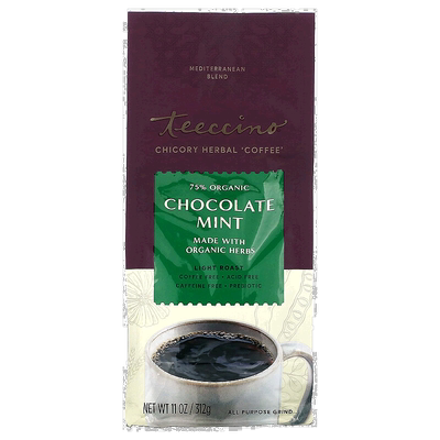 香港直邮Teeccino,有机菊苣草本“咖啡”，巧克力薄荷，轻度烘焙1