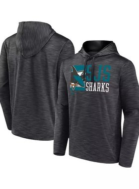 美国直邮Fanatics 男士炭灰色圣何塞鲨鱼队 Never Quit 连帽卫衣